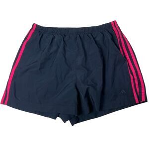 Adidas Black Running Shorts Women’s XL Pink Trim 3-Stripes Activewear
